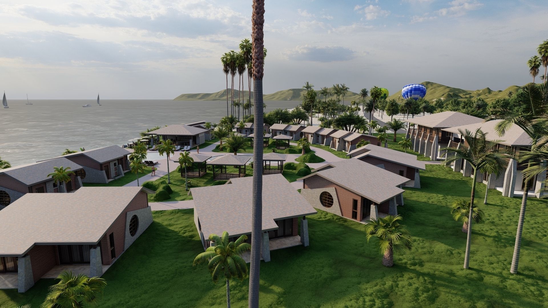 Hotel Beach 3D model_2