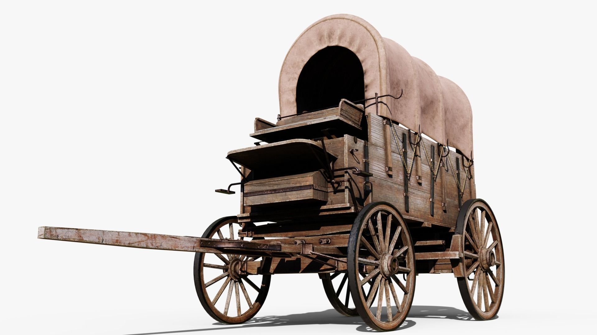 Large Covered Wagon Low-poly 3D model_4