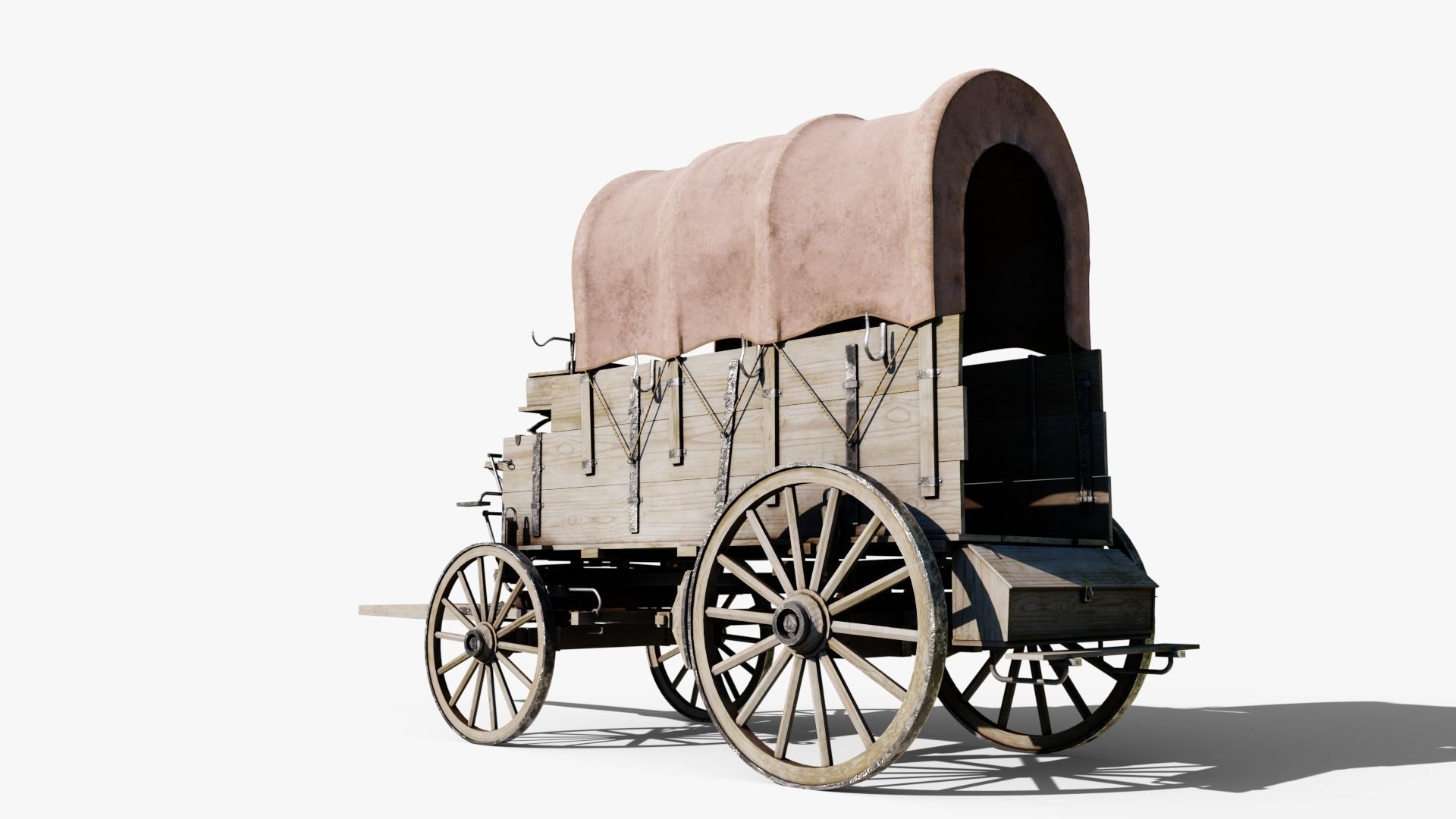 Large Covered Wagon Low-poly 3D model_5