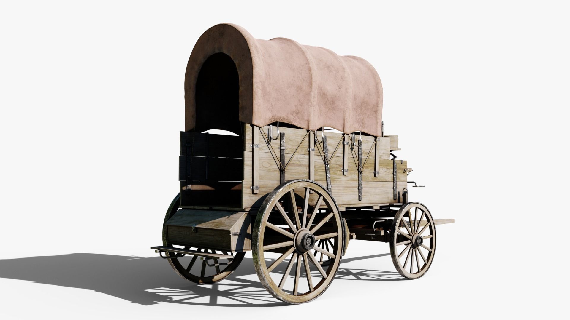 Large Covered Wagon Low-poly 3D model_9