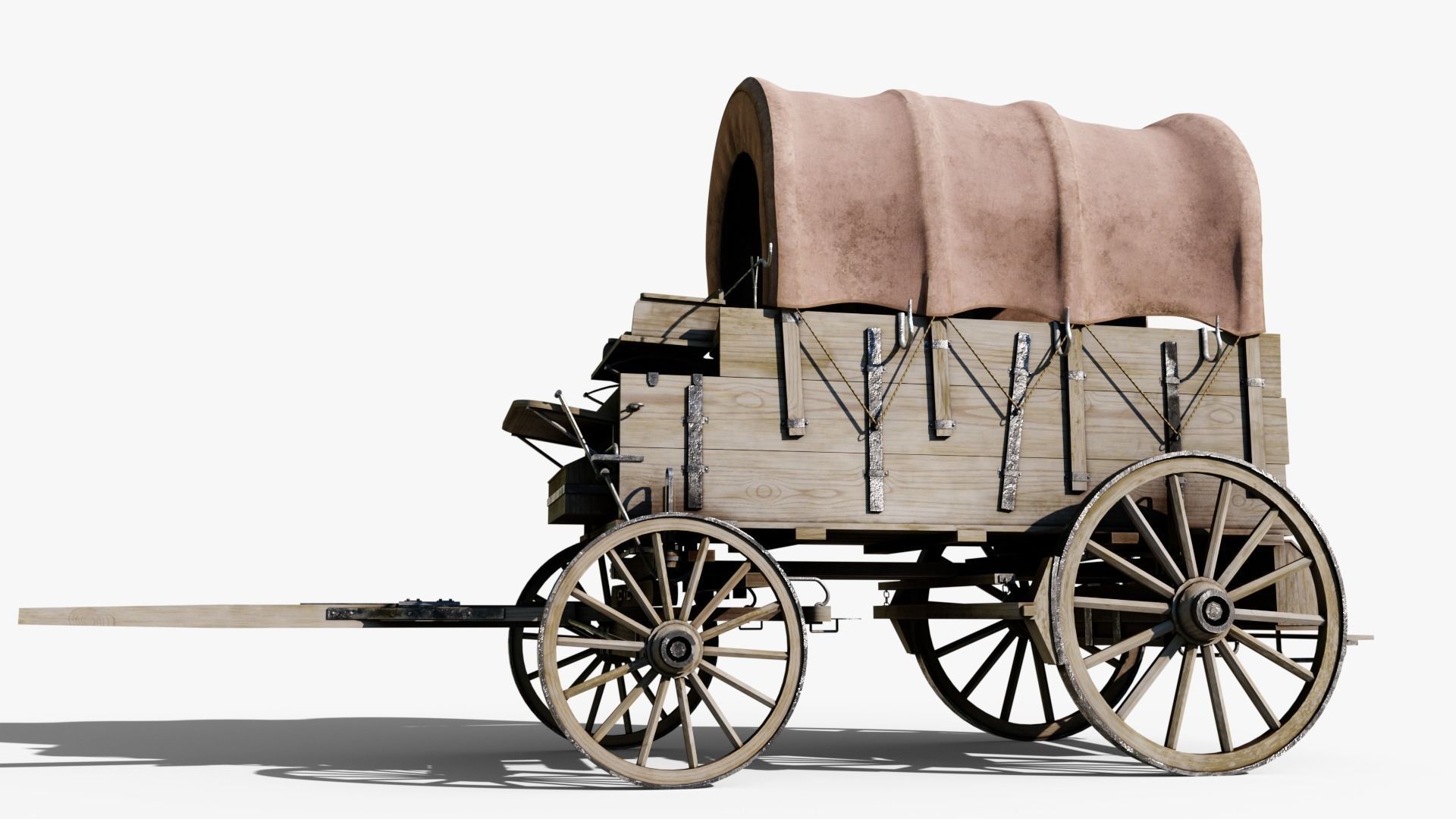 Large Covered Wagon Low-poly 3D model_13