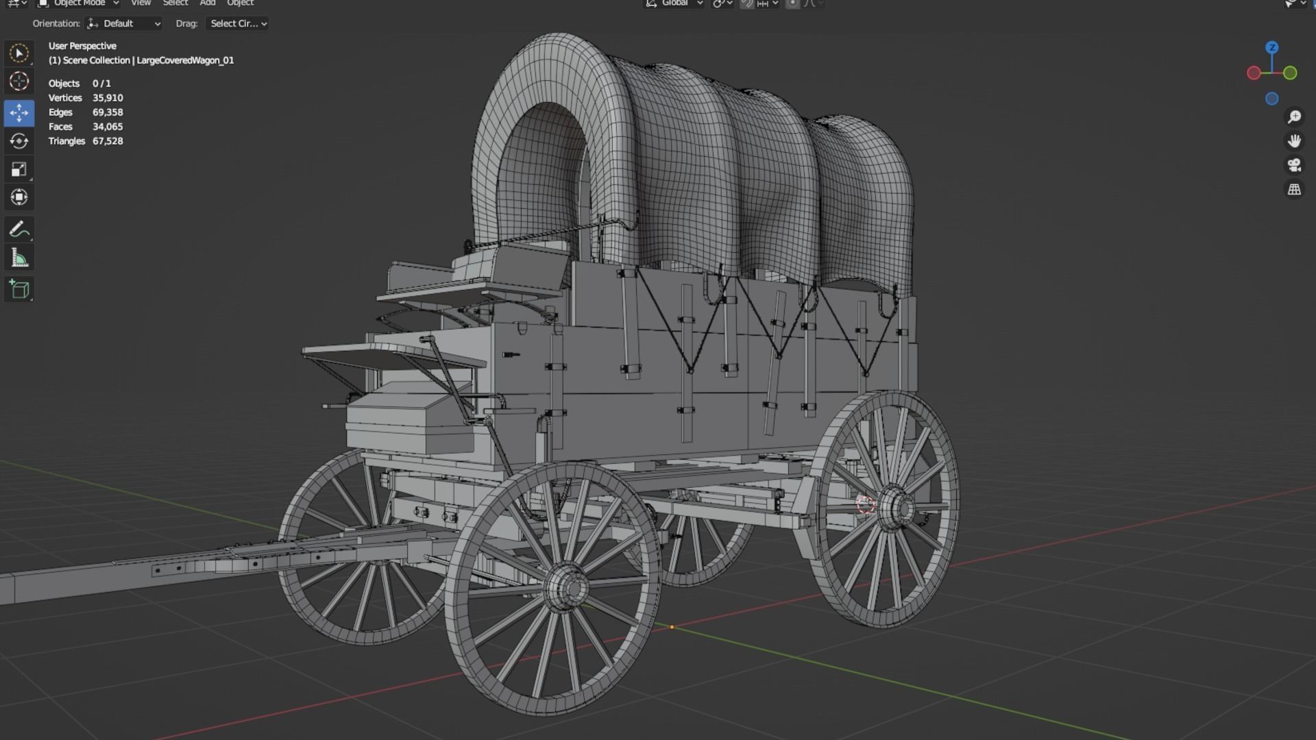 Large Covered Wagon Low-poly 3D model_17