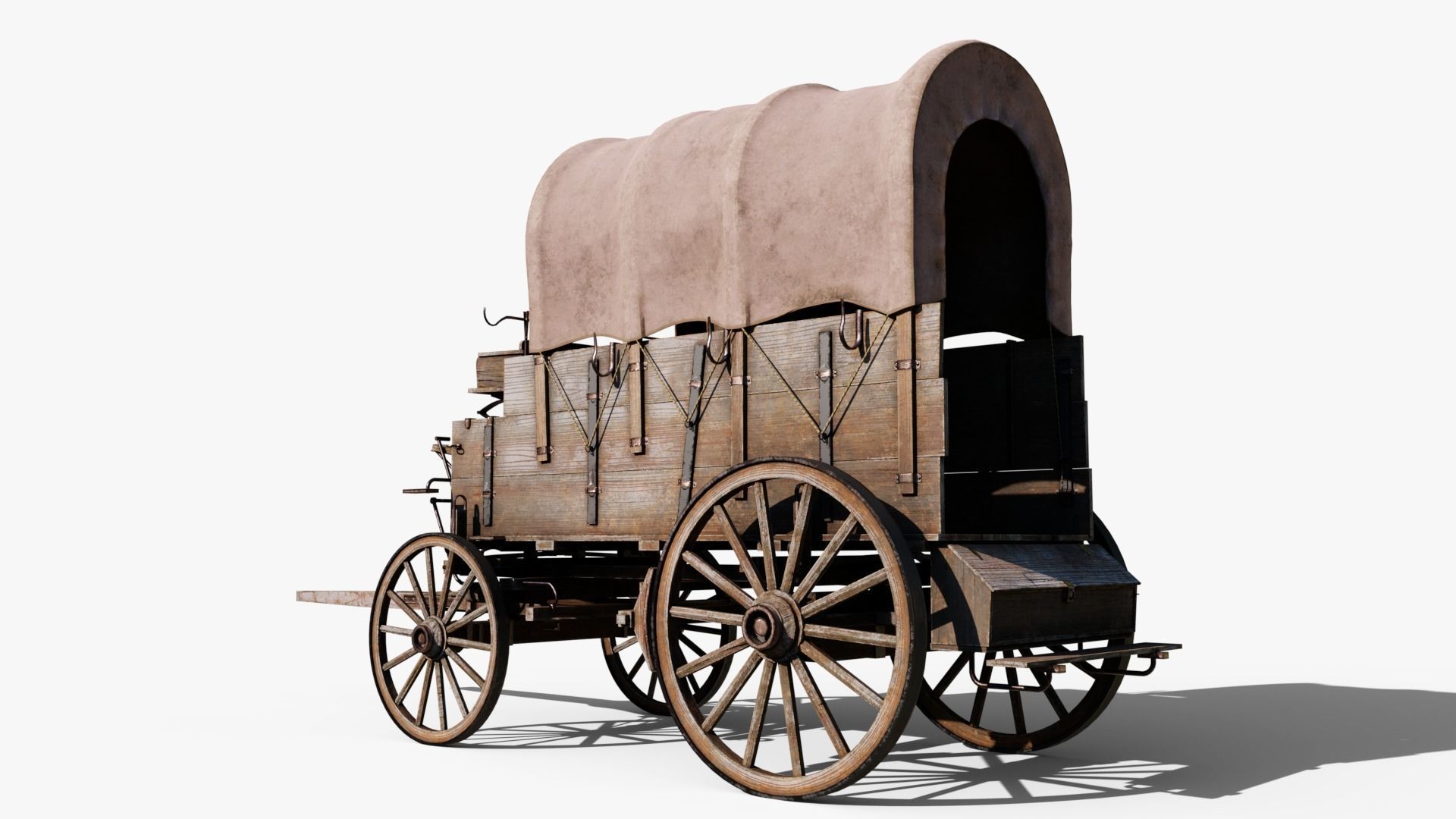 Large Covered Wagon Low-poly 3D model_6
