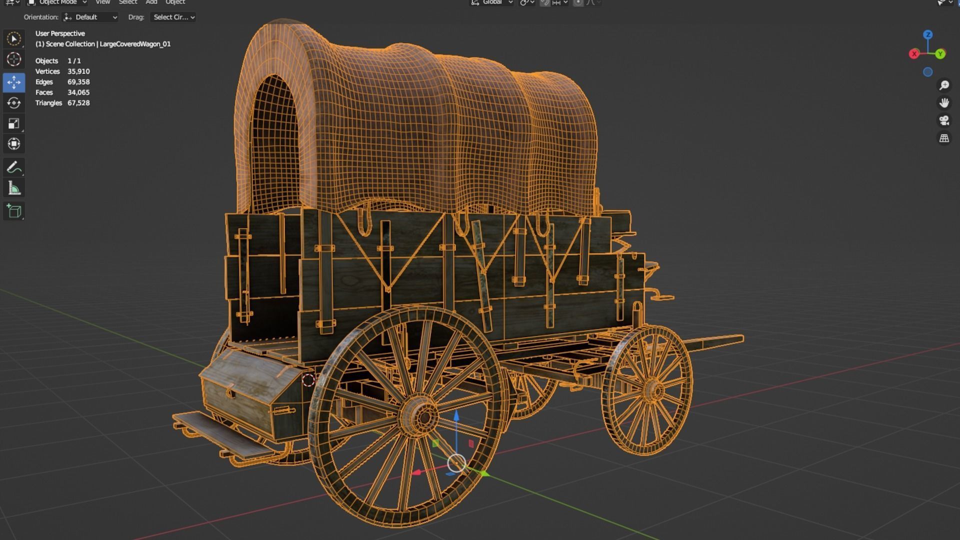 Large Covered Wagon Low-poly 3D model_15