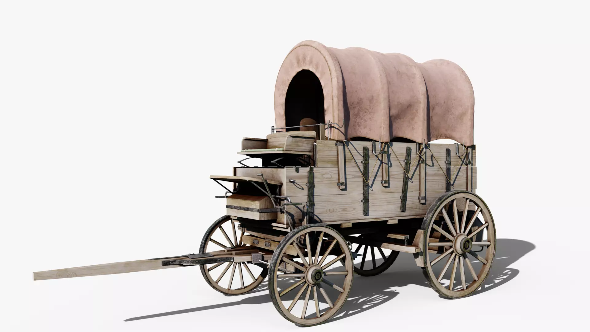Large Covered Wagon Low-poly 3D model_0