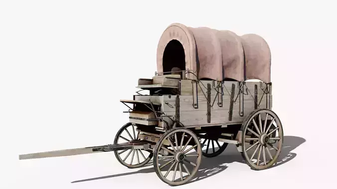 Large Covered Wagon Low-poly 3D model