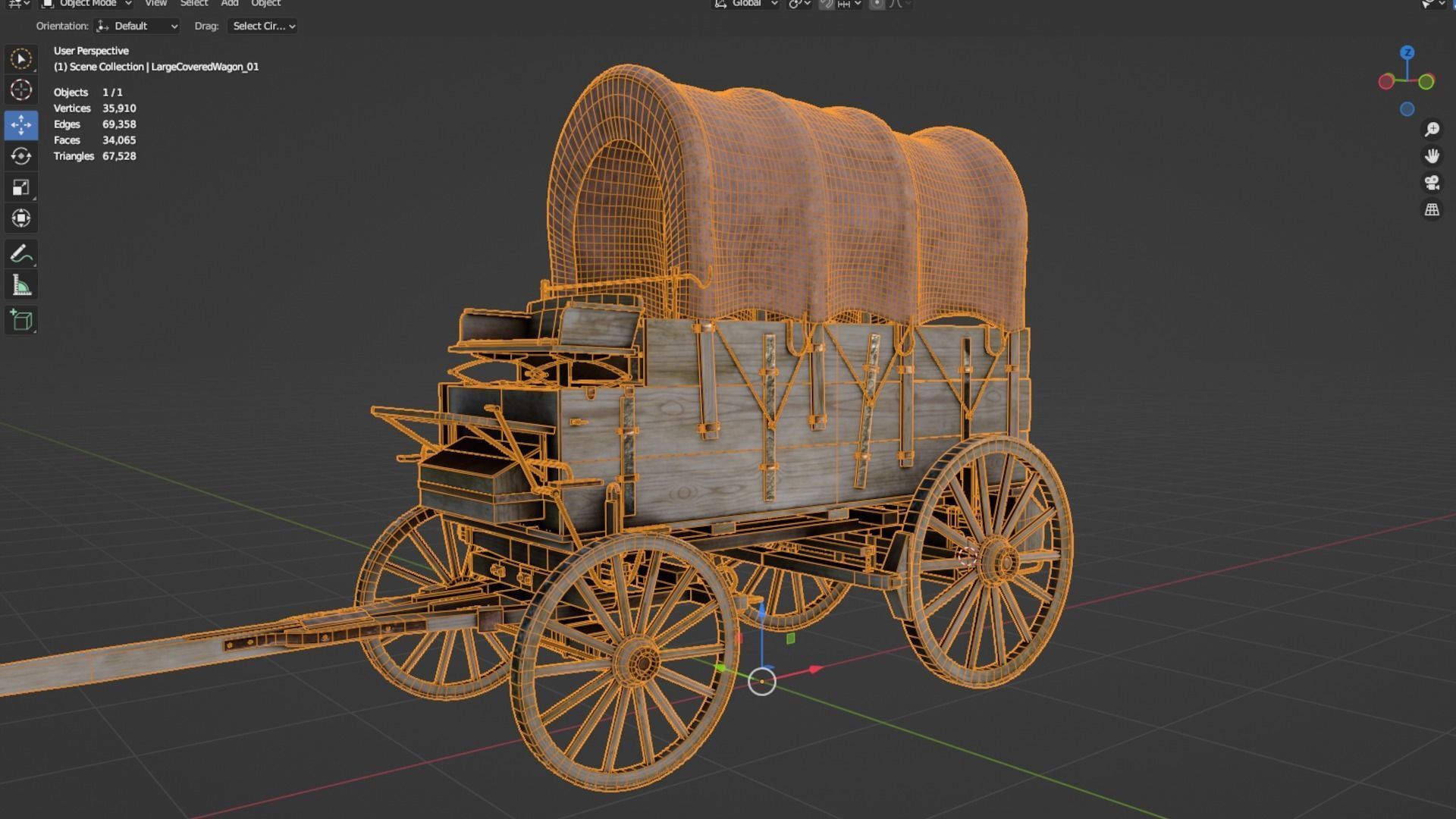 Large Covered Wagon Low-poly 3D model_14