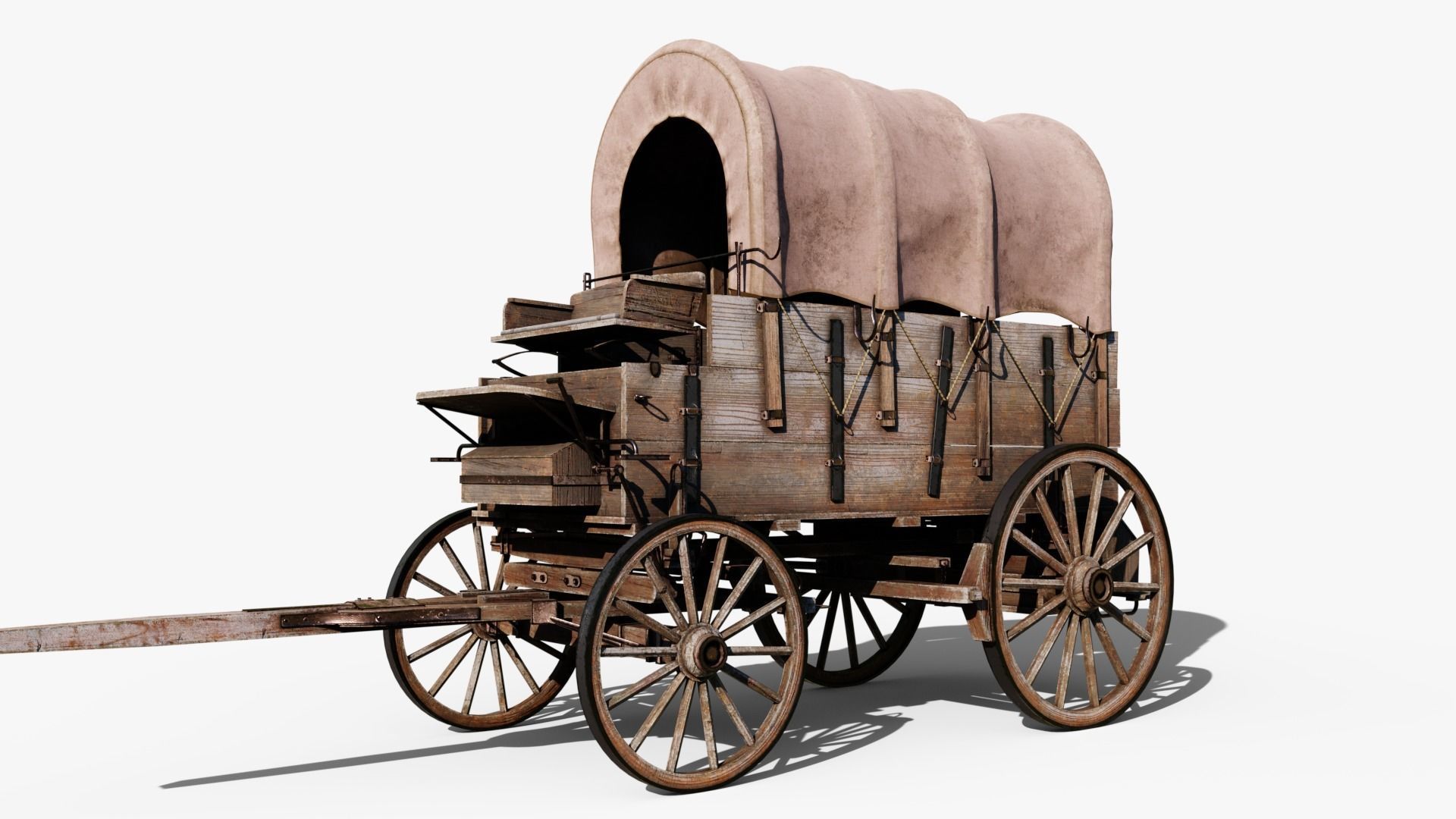 Large Covered Wagon Low-poly 3D model_2