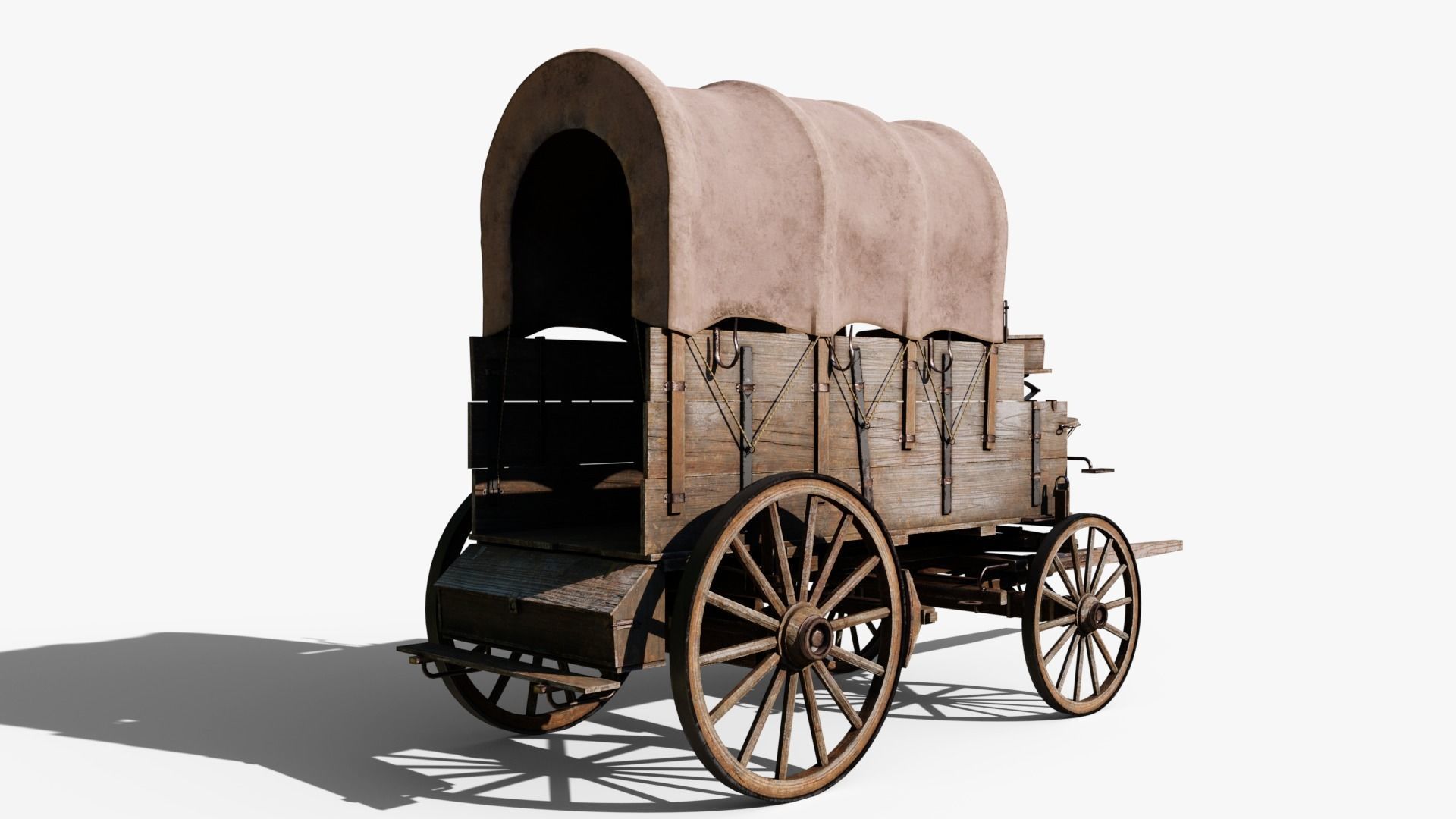 Large Covered Wagon Low-poly 3D model_10