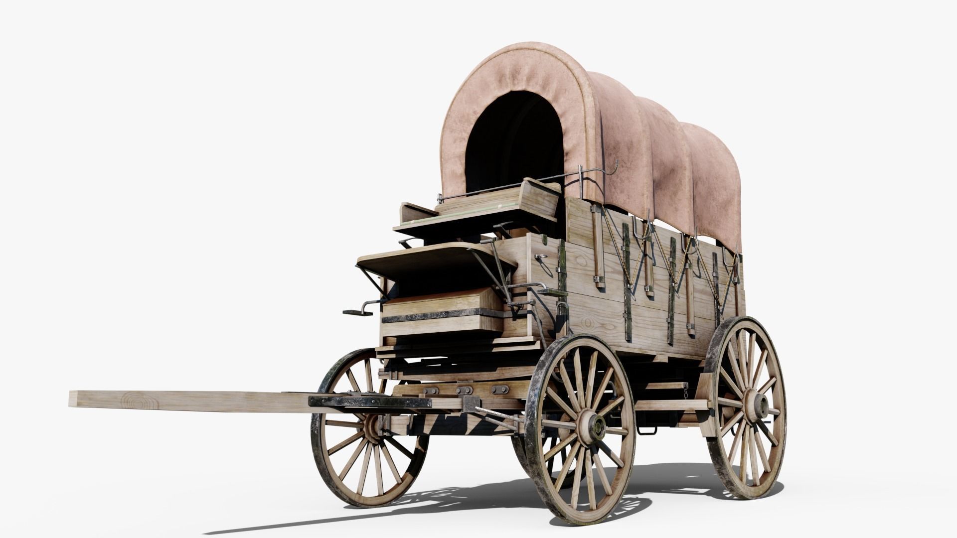 Large Covered Wagon Low-poly 3D model_3
