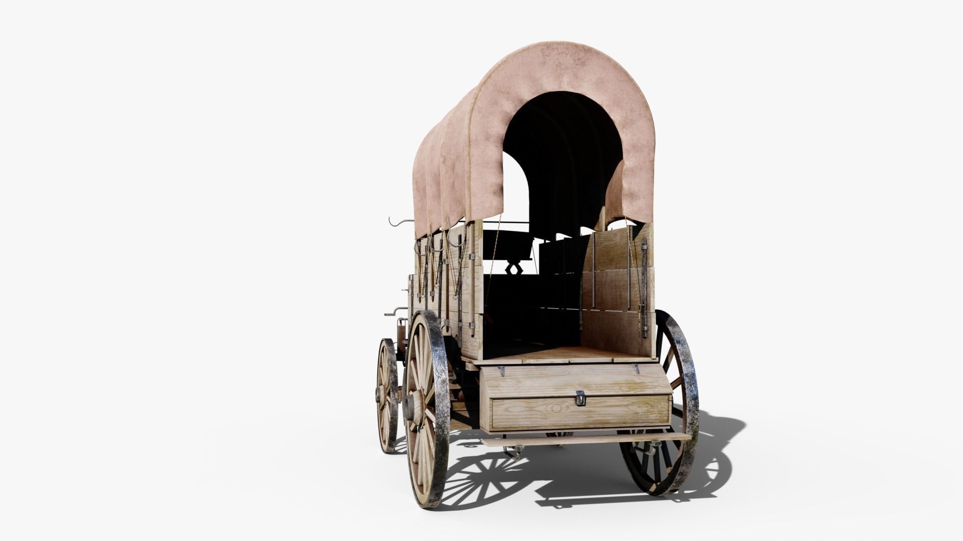 Large Covered Wagon Low-poly 3D model_11