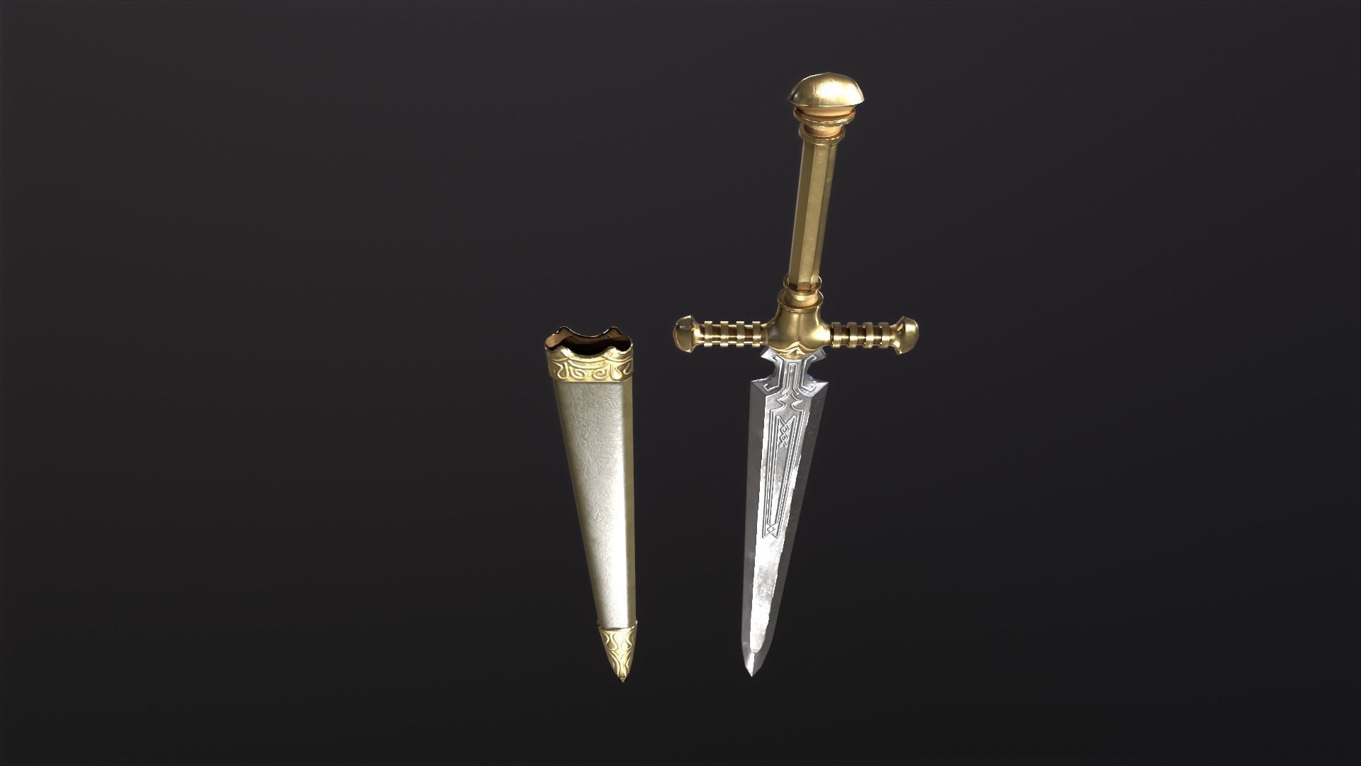 Bastard Sword PBR medieval stylized  Low-poly 3D model_24