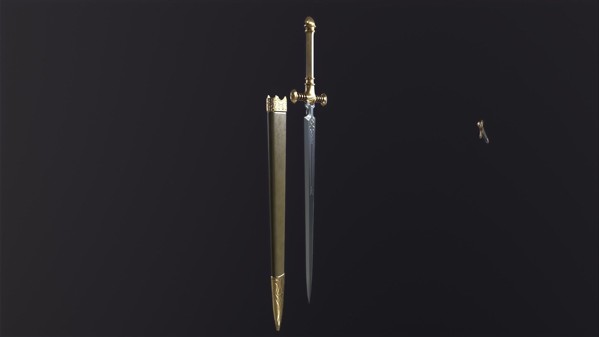 Bastard Sword PBR medieval stylized  Low-poly 3D model_15