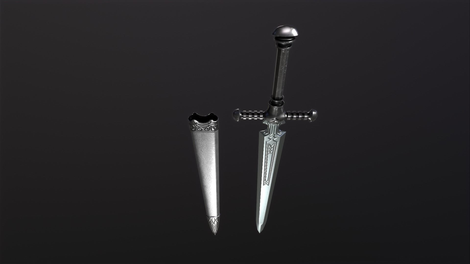 Bastard Sword PBR medieval stylized  Low-poly 3D model_21