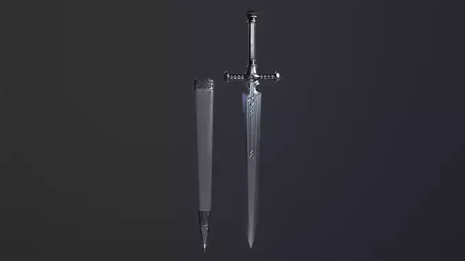 Bastard Sword PBR medieval stylized  Low-poly 3D model