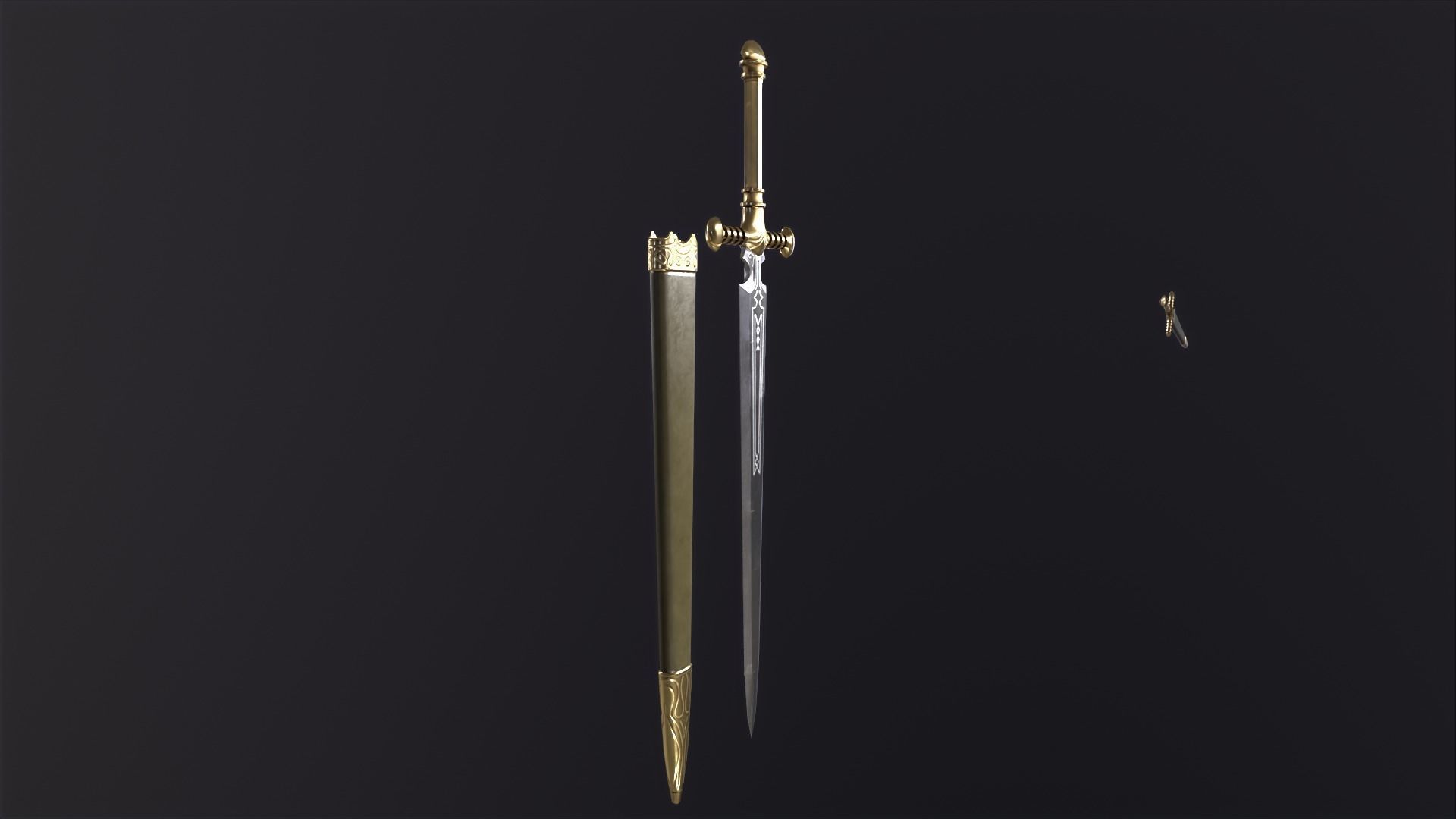 Bastard Sword PBR medieval stylized  Low-poly 3D model_16
