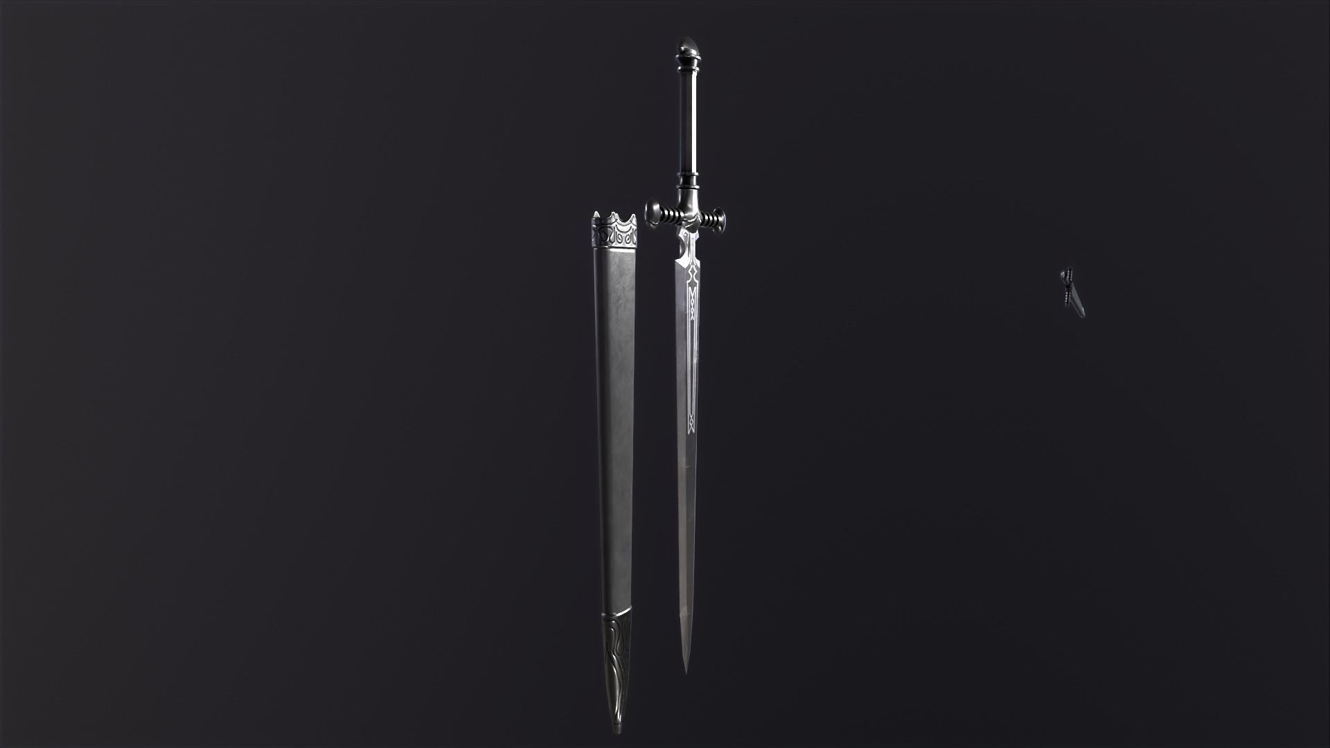 Bastard Sword PBR medieval stylized  Low-poly 3D model_14