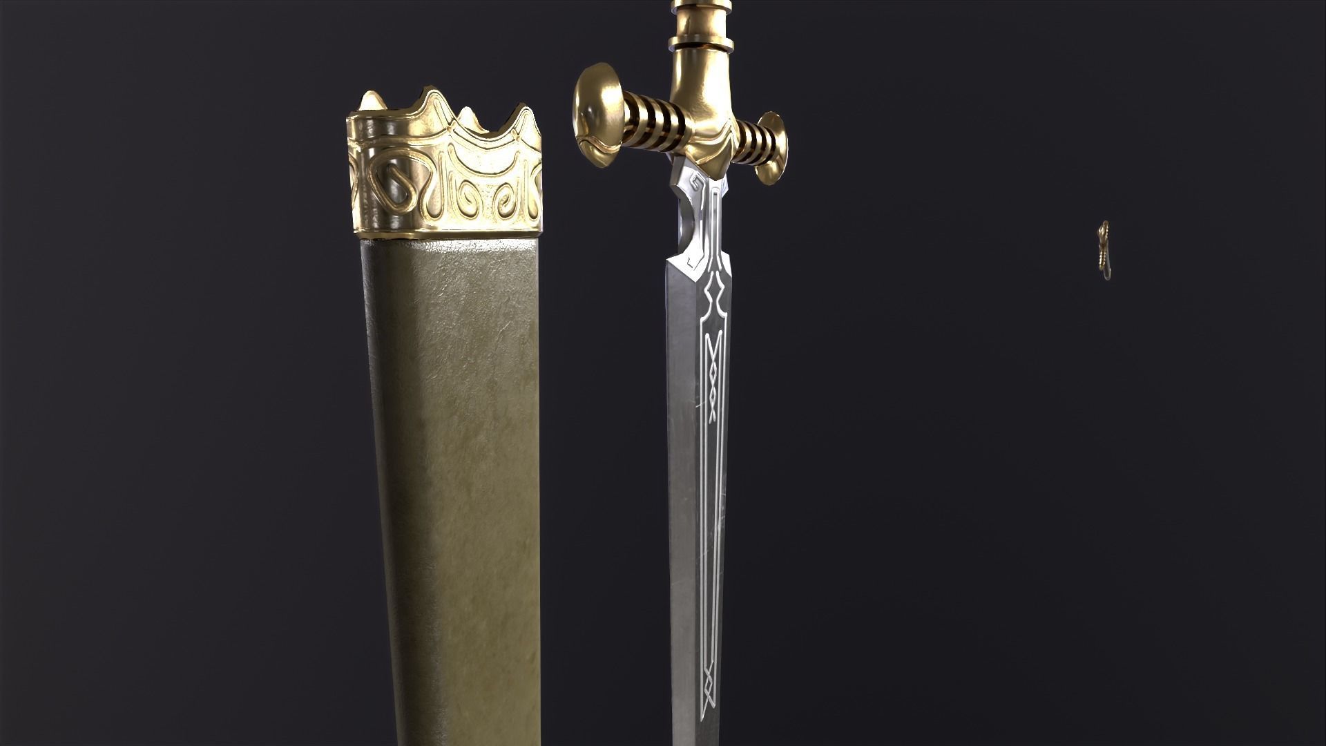 Bastard Sword PBR medieval stylized  Low-poly 3D model_28