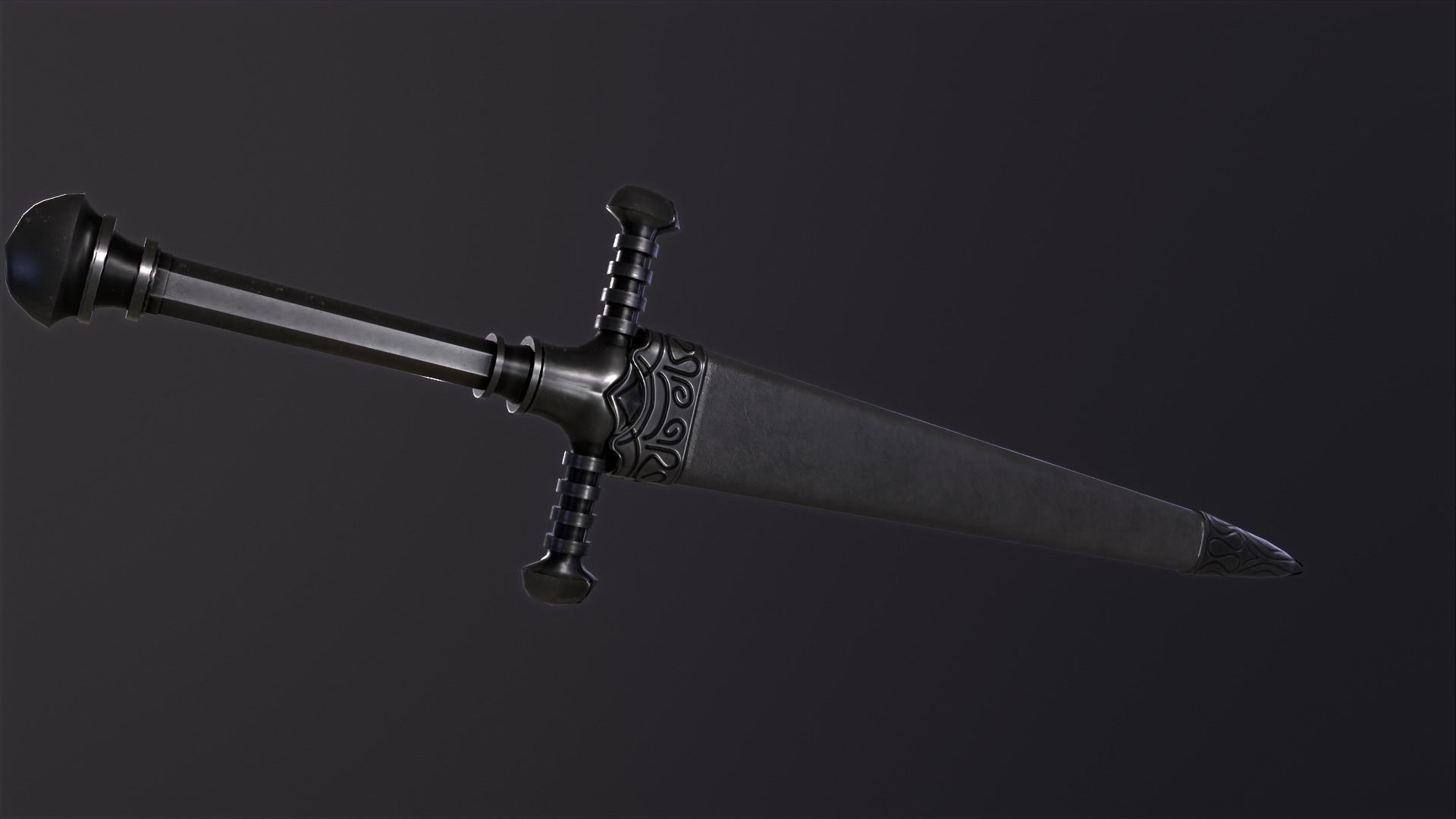 Bastard Sword PBR medieval stylized  Low-poly 3D model_7