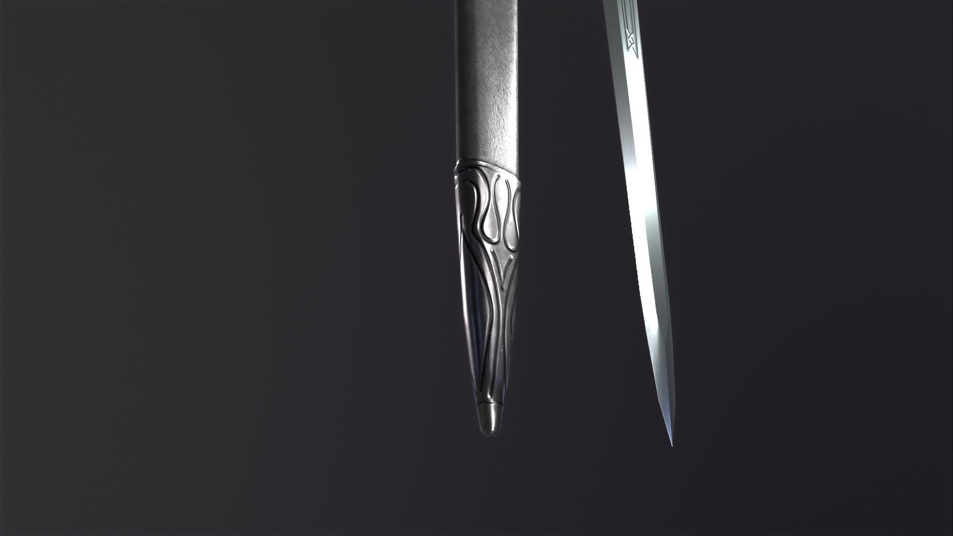 Bastard Sword PBR medieval stylized  Low-poly 3D model_29