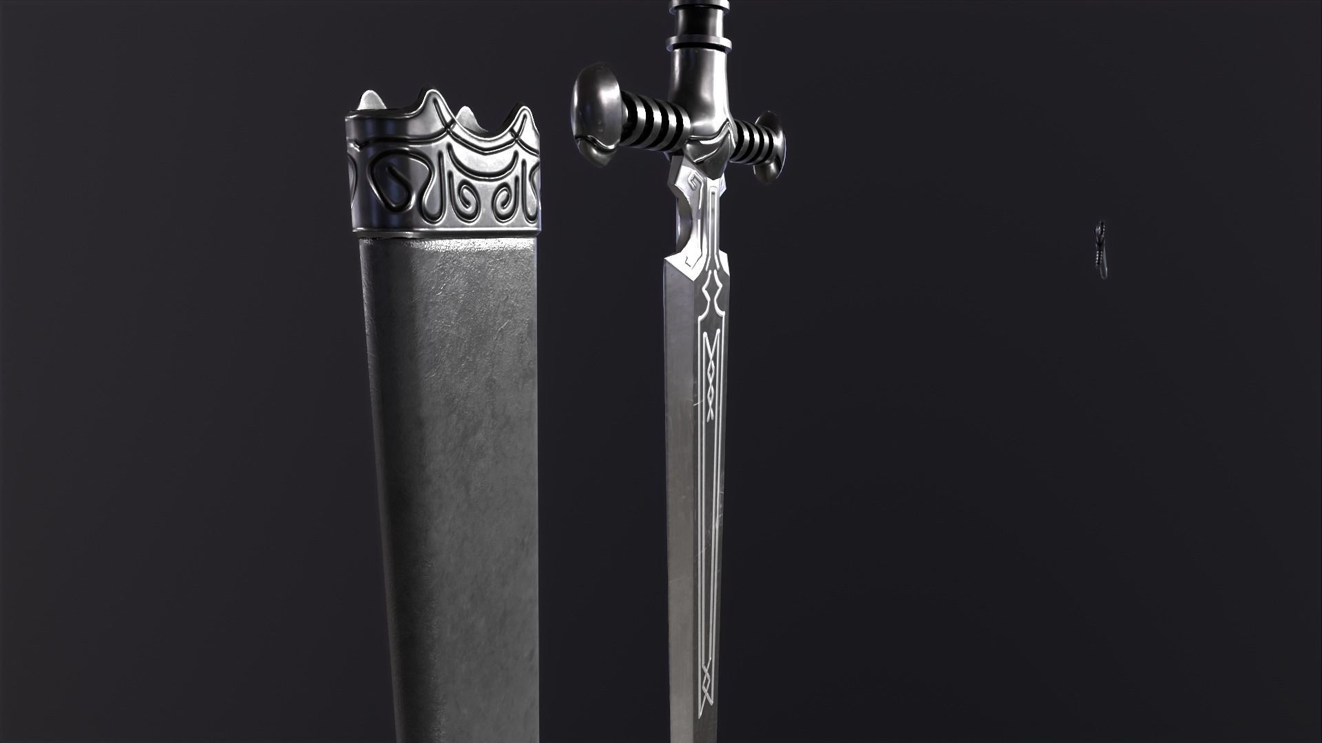 Bastard Sword PBR medieval stylized  Low-poly 3D model_26