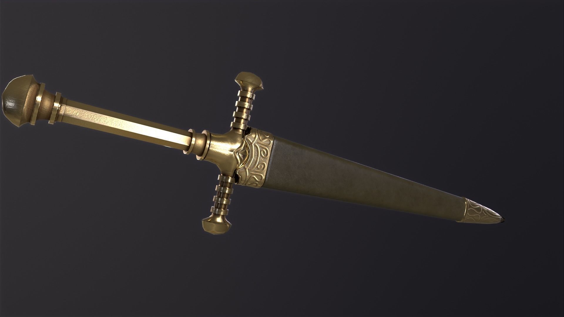Bastard Sword PBR medieval stylized  Low-poly 3D model_8