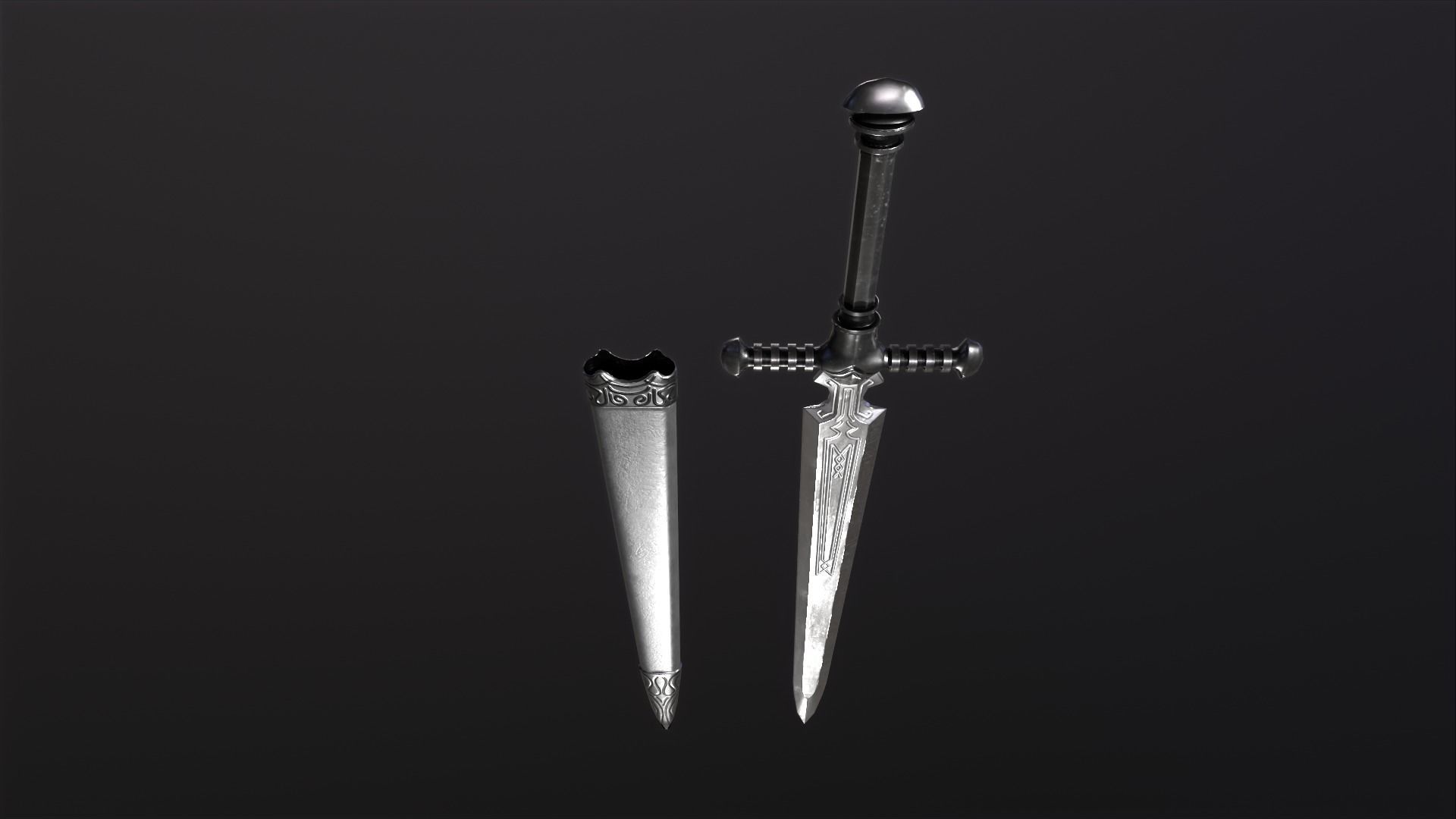 Bastard Sword PBR medieval stylized  Low-poly 3D model_22