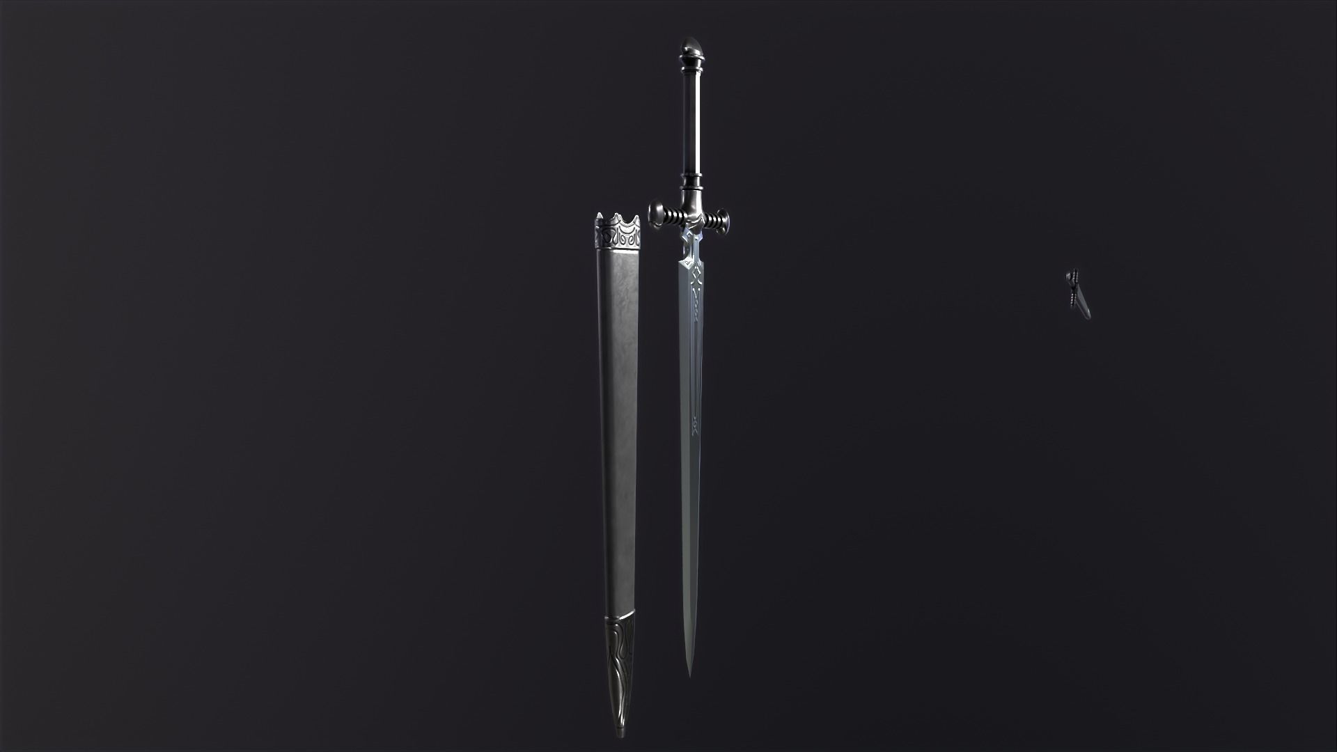 Bastard Sword PBR medieval stylized  Low-poly 3D model_13