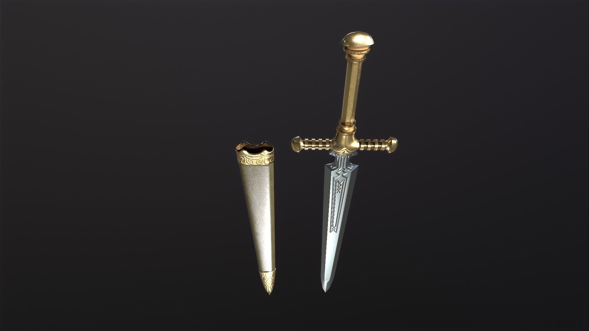 Bastard Sword PBR medieval stylized  Low-poly 3D model_23
