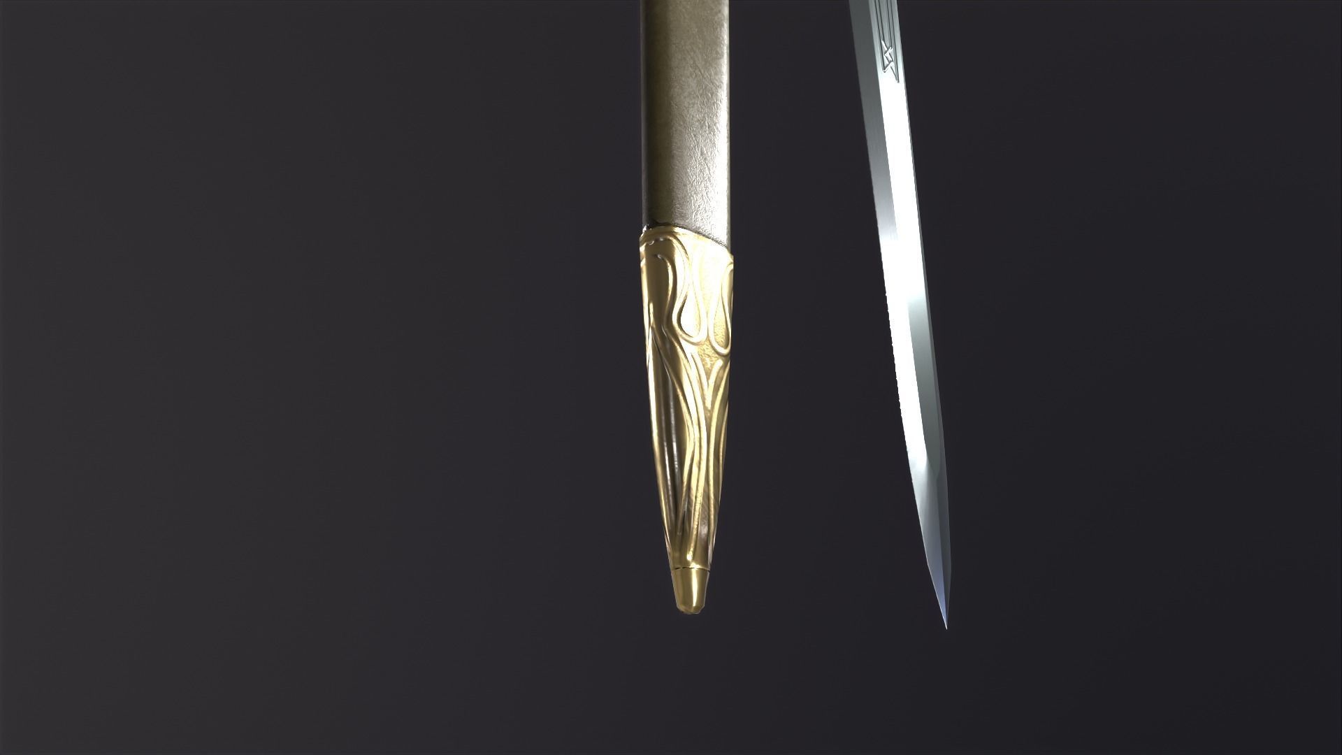 Bastard Sword PBR medieval stylized  Low-poly 3D model_30