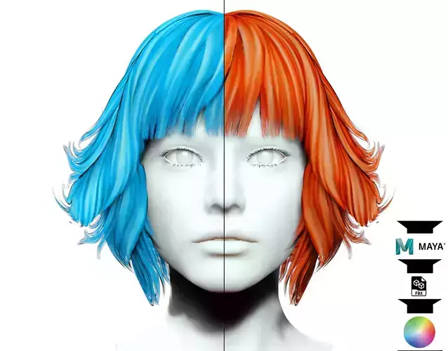 Layered Bob Hair  Low-poly 3D model