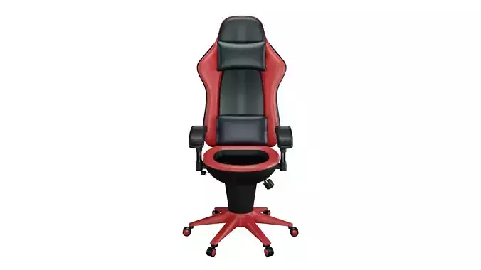 Gaming Chair Toilet Model Red Color Low-poly 3D model
