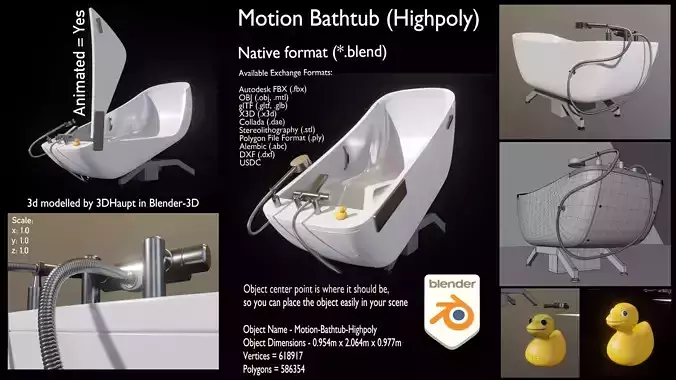 Highpoly Motion Bathtub  3D model