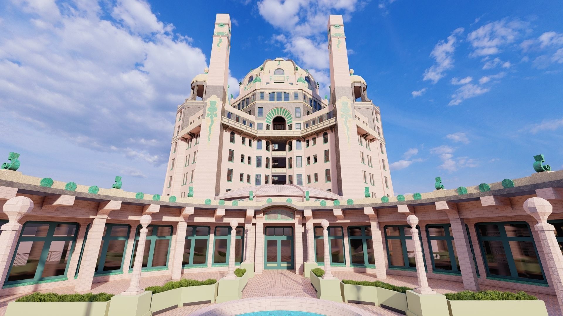 Hotel Beach 3D model_1