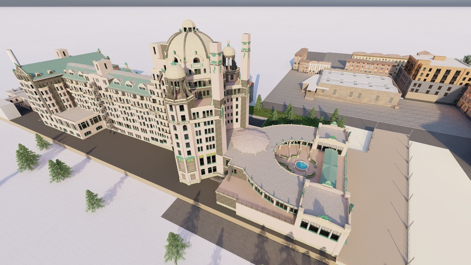 Hotel Beach 3D model_2