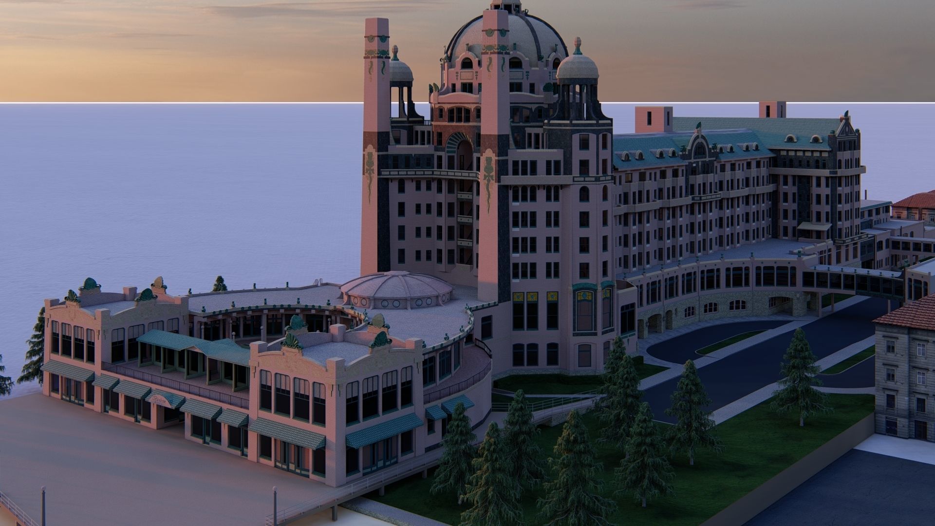 Hotel Beach 3D model_3