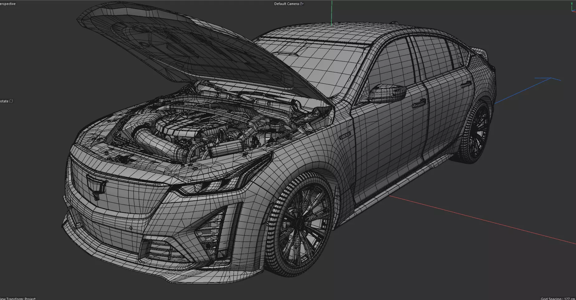 Cadillac CT5 V blackwing 2022 Engine and Interior 3D model_0