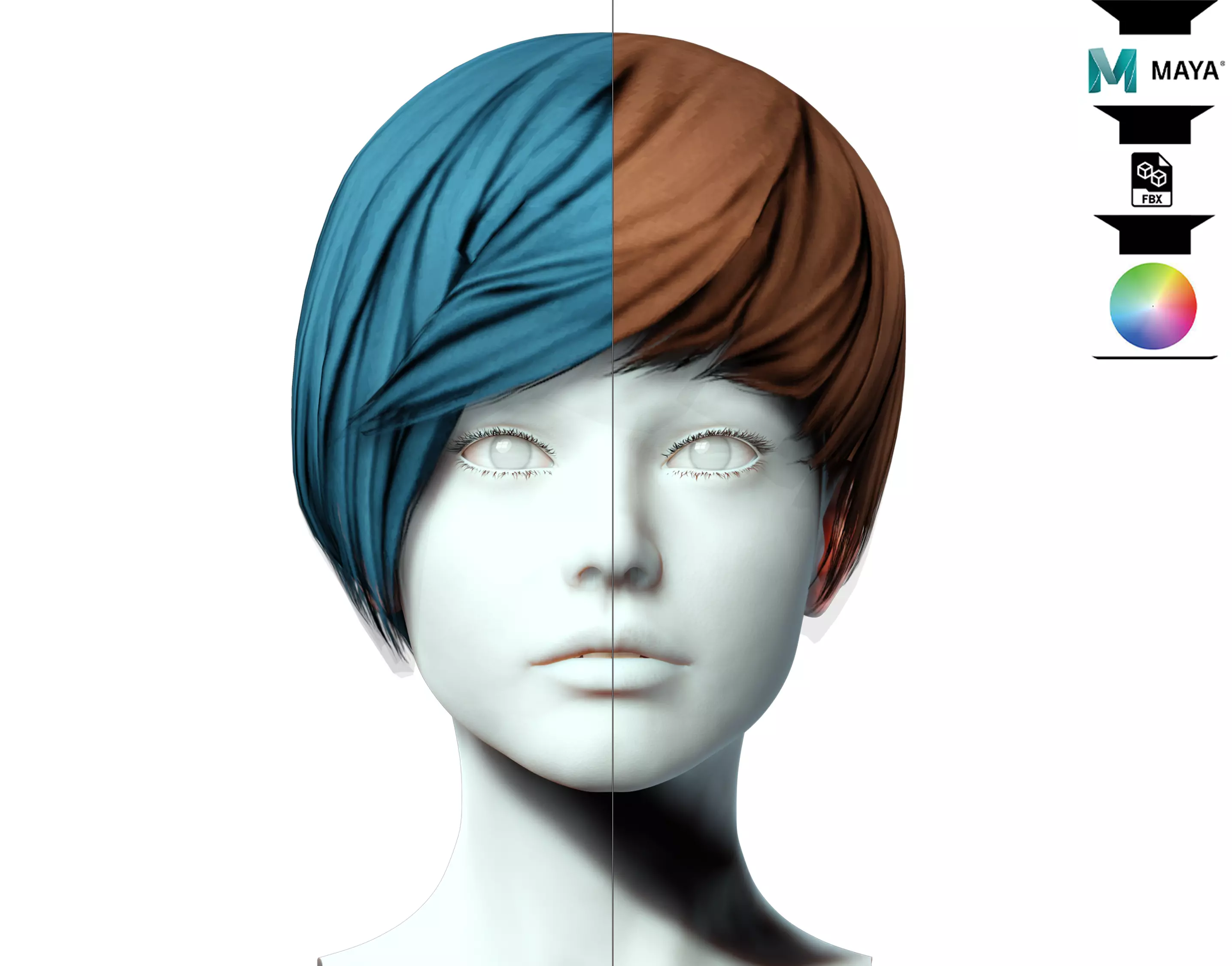 Realistic Hair For Child Low-poly 3D model