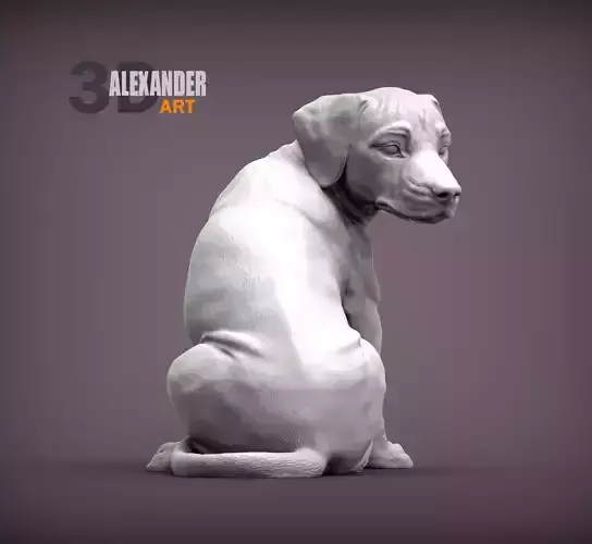 Rhodesian Ridgeback puppy looking back 3D print model