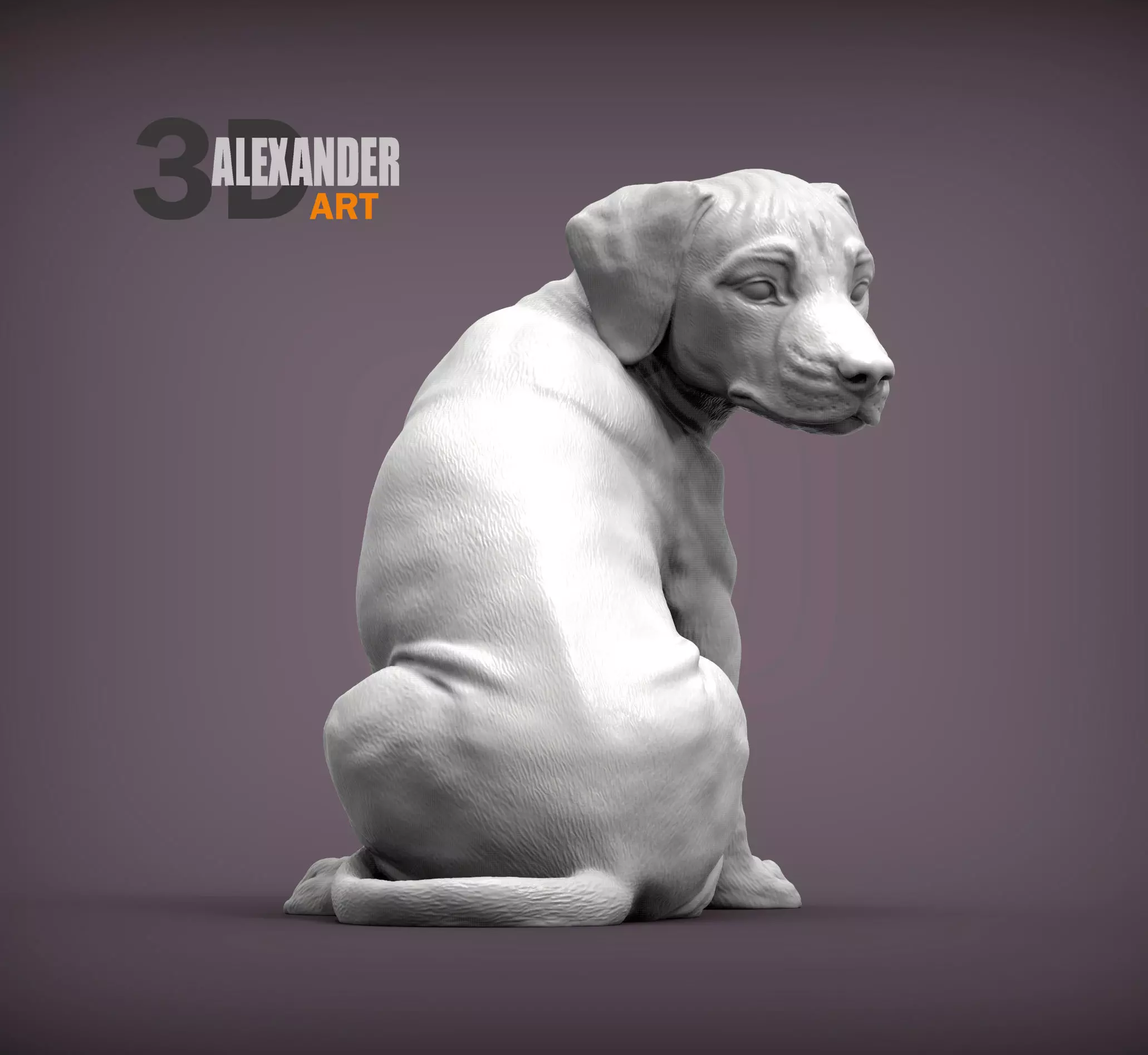 Rhodesian Ridgeback puppy looking back 3D print model