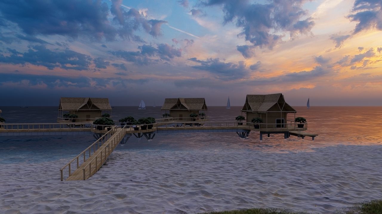 Hotel Beach 3D model_5