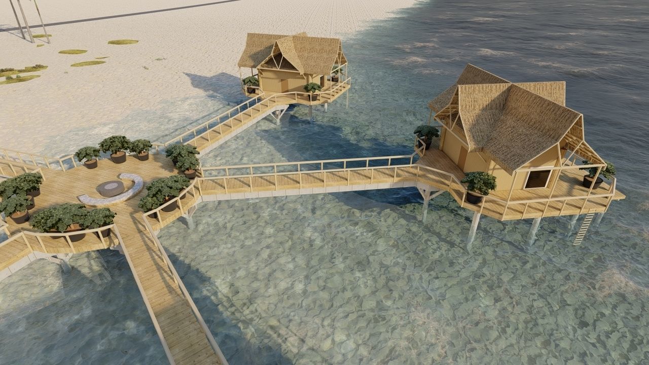 Hotel Beach 3D model_2