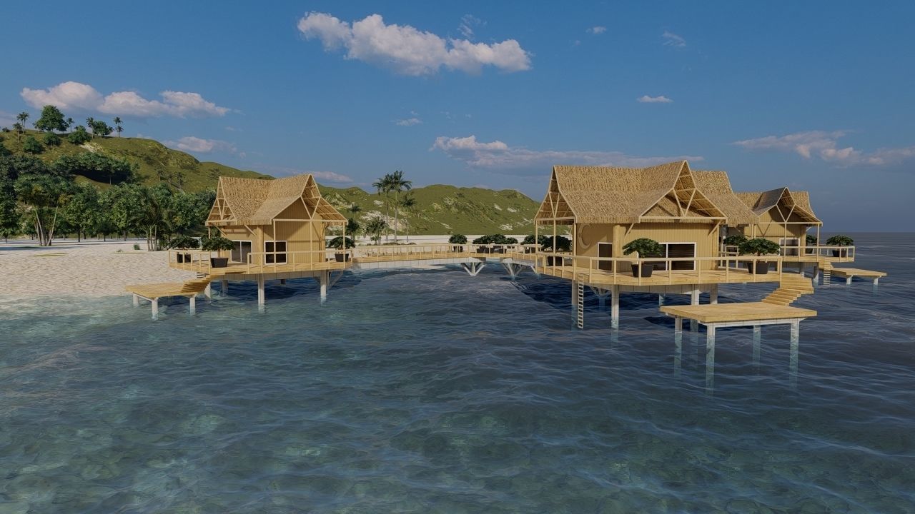 Hotel Beach 3D model_1