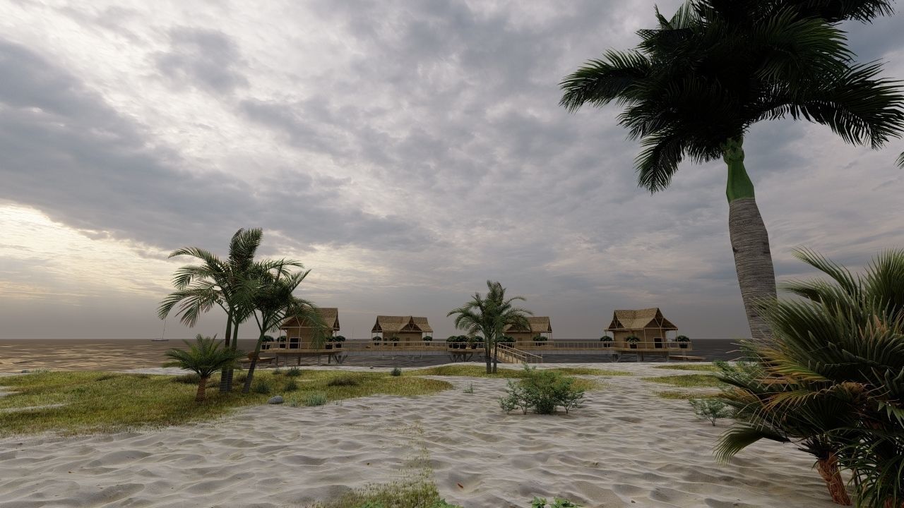 Hotel Beach 3D model_4