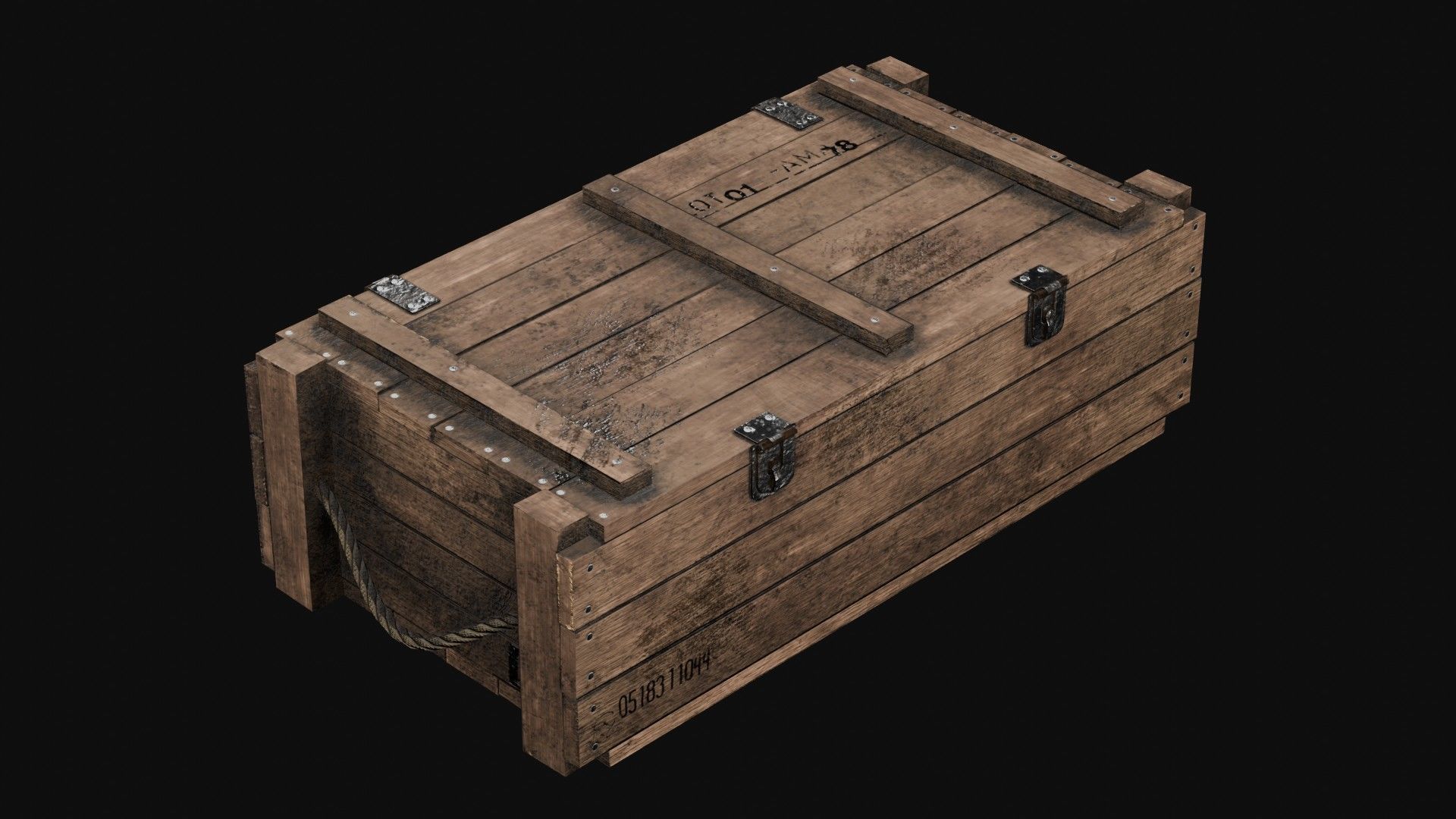 Low-Poly Wooden Storage Crate Low-poly 3D model_9