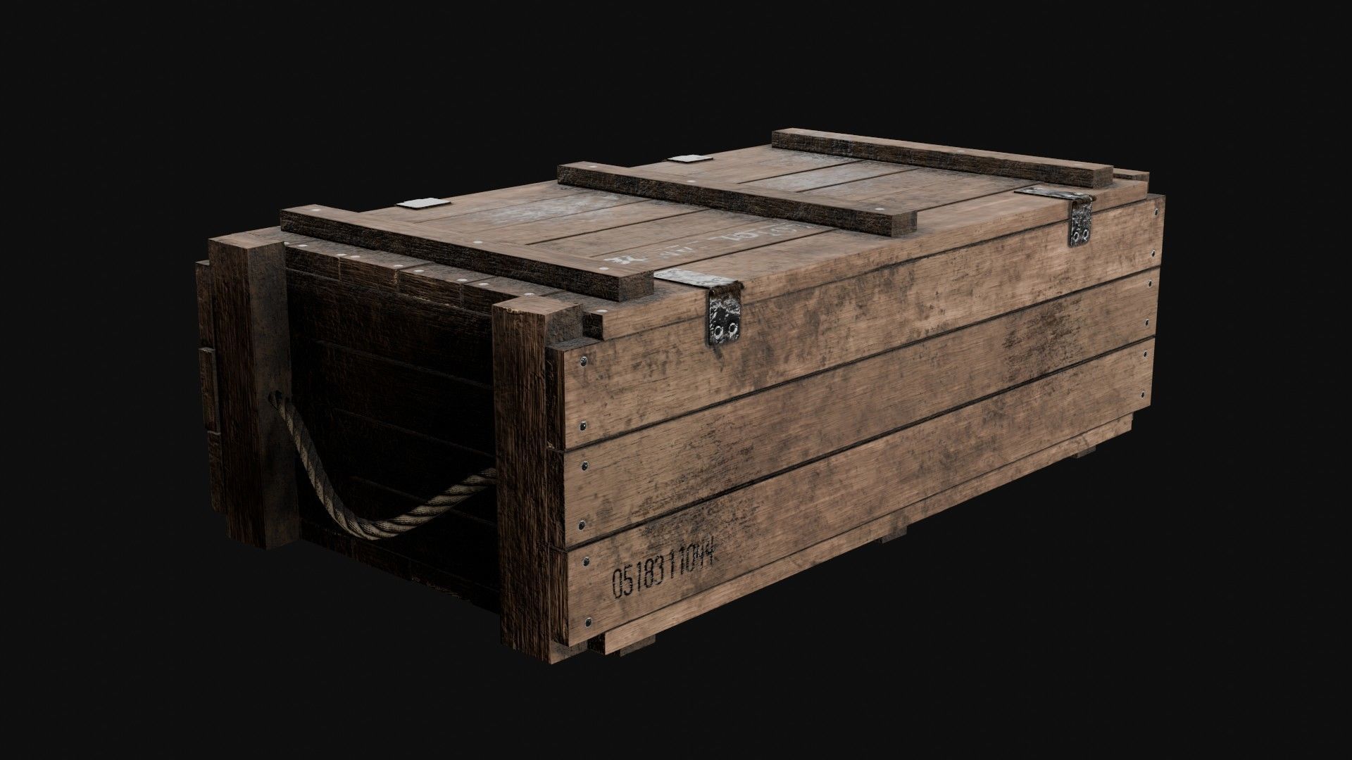 Low-Poly Wooden Storage Crate Low-poly 3D model_6