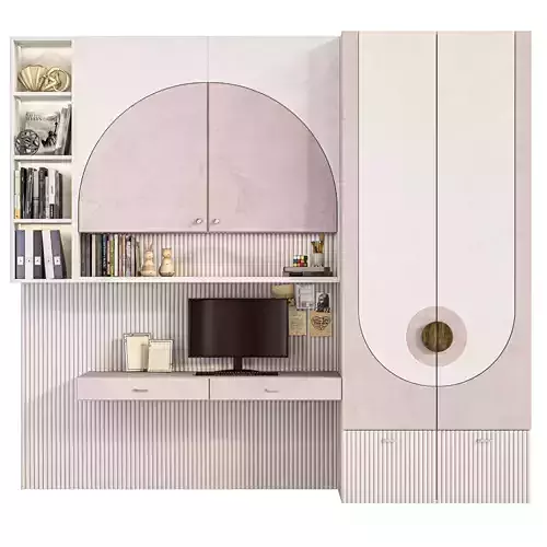 Children closet with decor books and computer