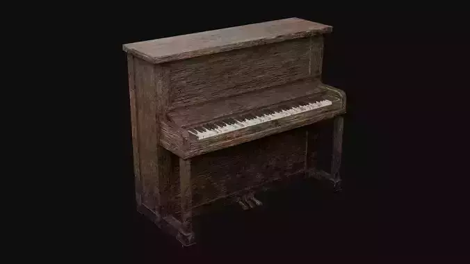Low-Poly OId Wooden Piano