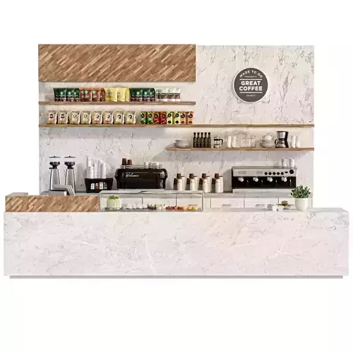 Coffee point with a coffee machine in the shopping center