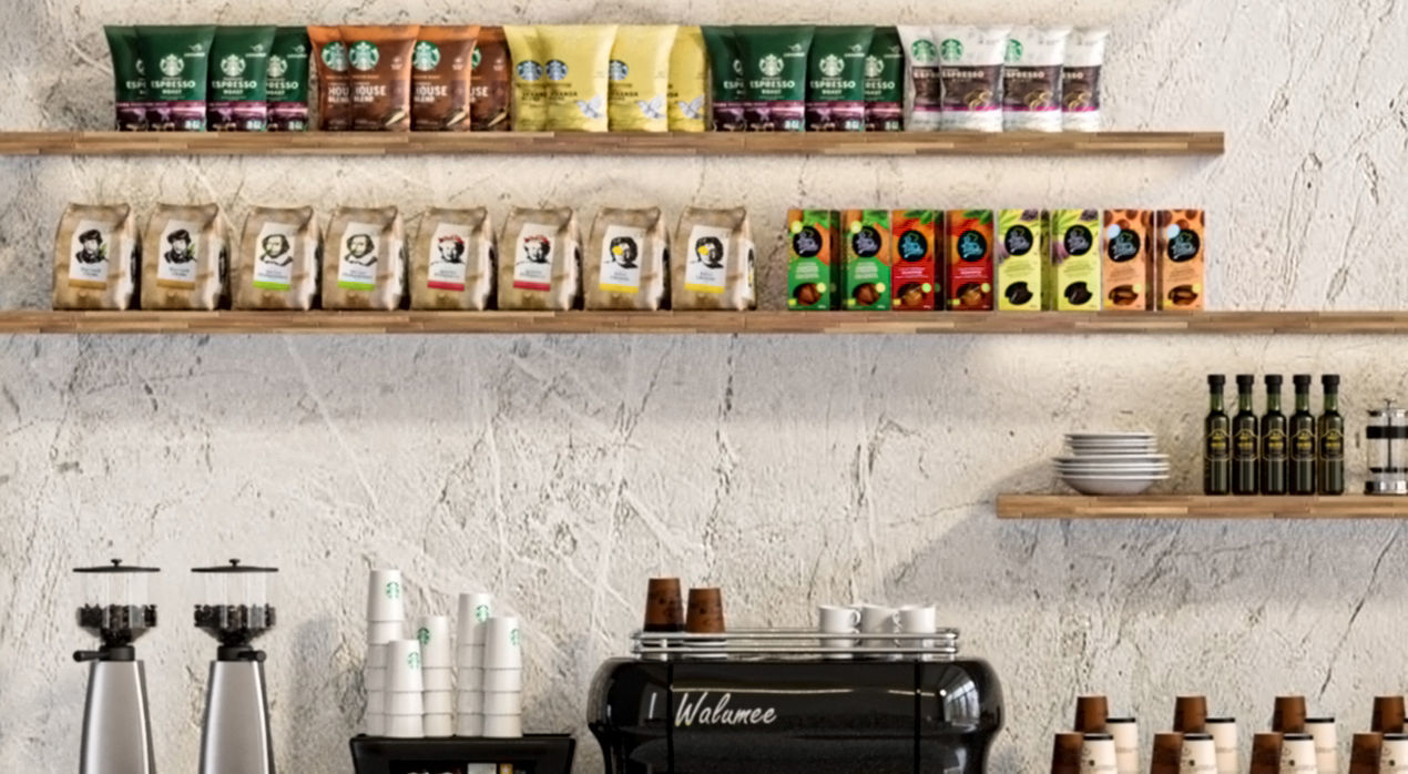 Coffee point with a coffee machine in the shopping center 3D model_2